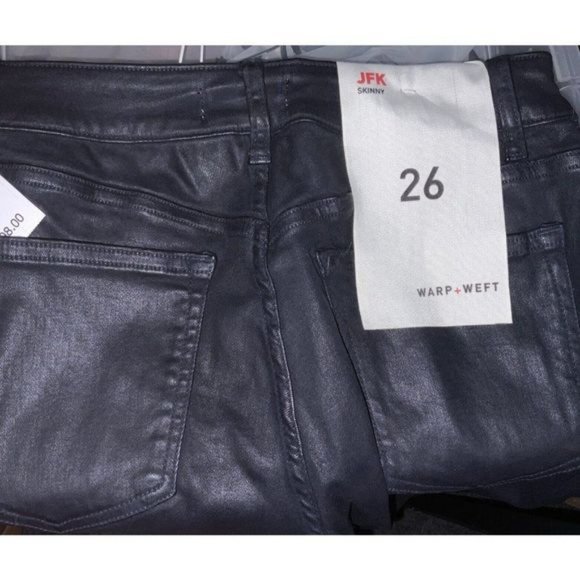 $98 Warp + Weft JFK Skinny Jeans Dark Navy Coated Stretch Denim Size 2 26x28 NWT - Picture 11 of 11